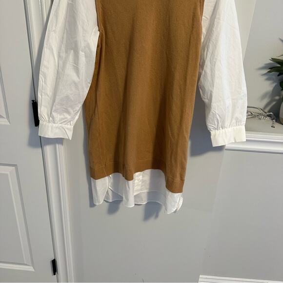 NWT Tuckernuck Tyler Boe Camel Cashmere White Long Sleeve Mini Shirt Dress Small - Picture 7 of 15